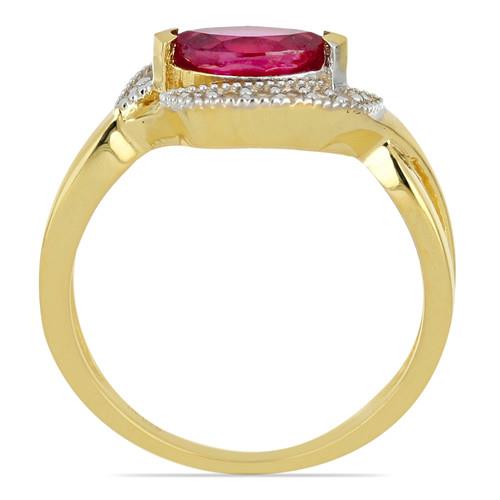 14K GOLD  GLASS FILLED RUBY GEMSTONE CLASSIC RING